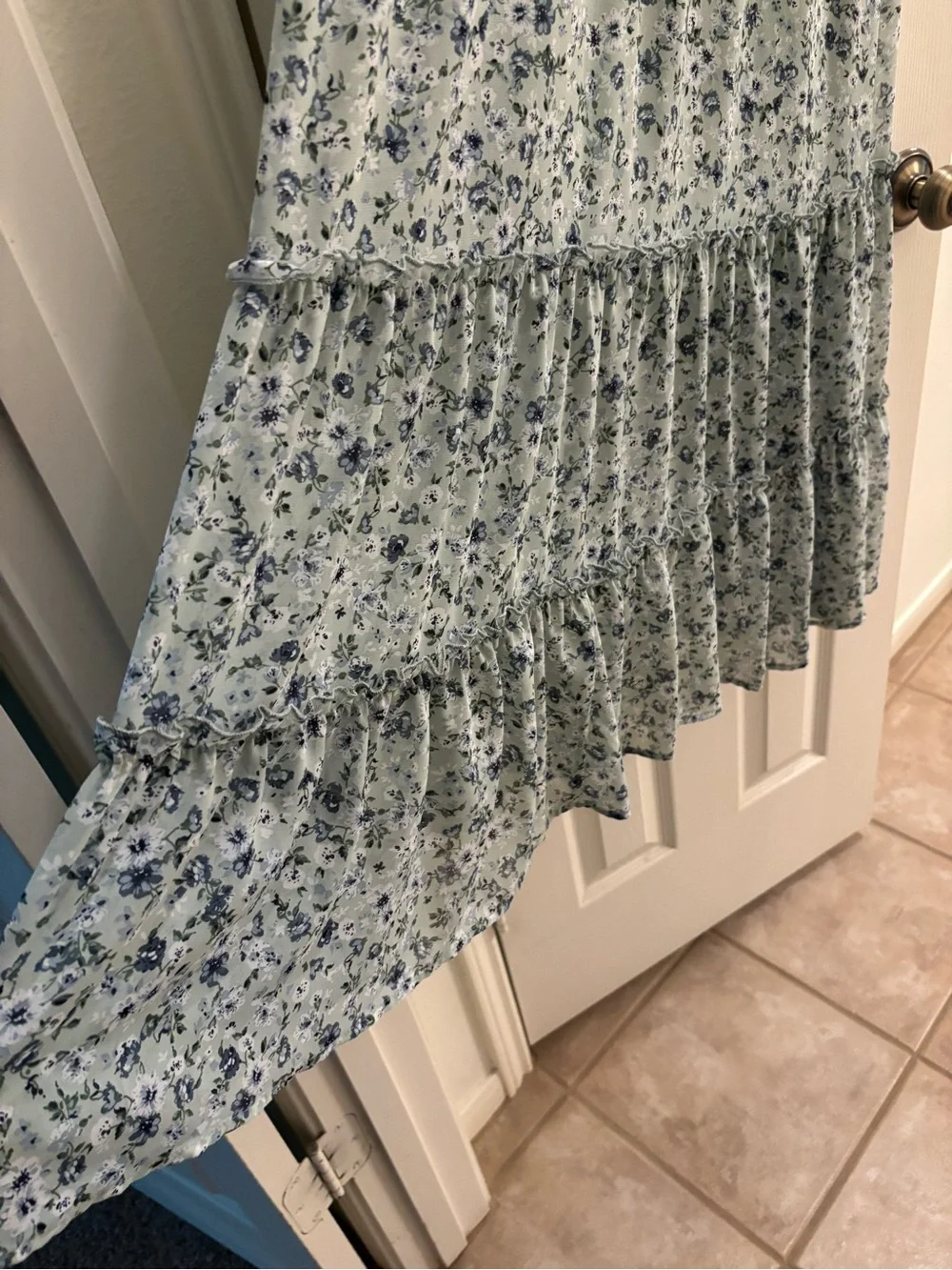 Altar'd State Pale Blue Floral Maxi Dress with Deep V - Picture 4 of 4